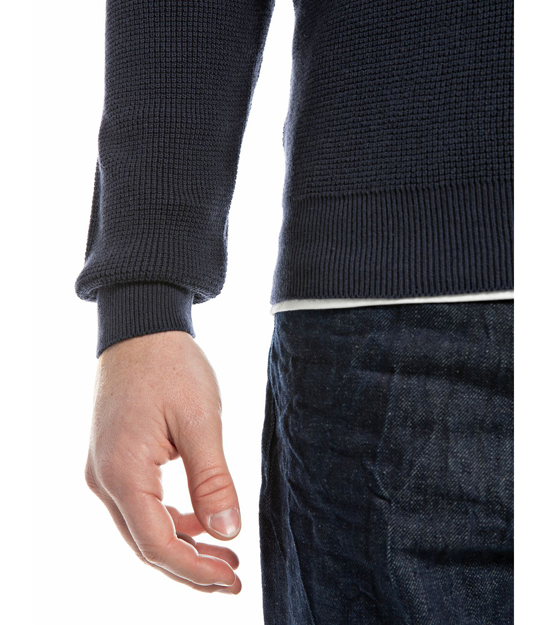 コットンウールバイカラー ワッフルニット 詳細画像 インディゴ 5